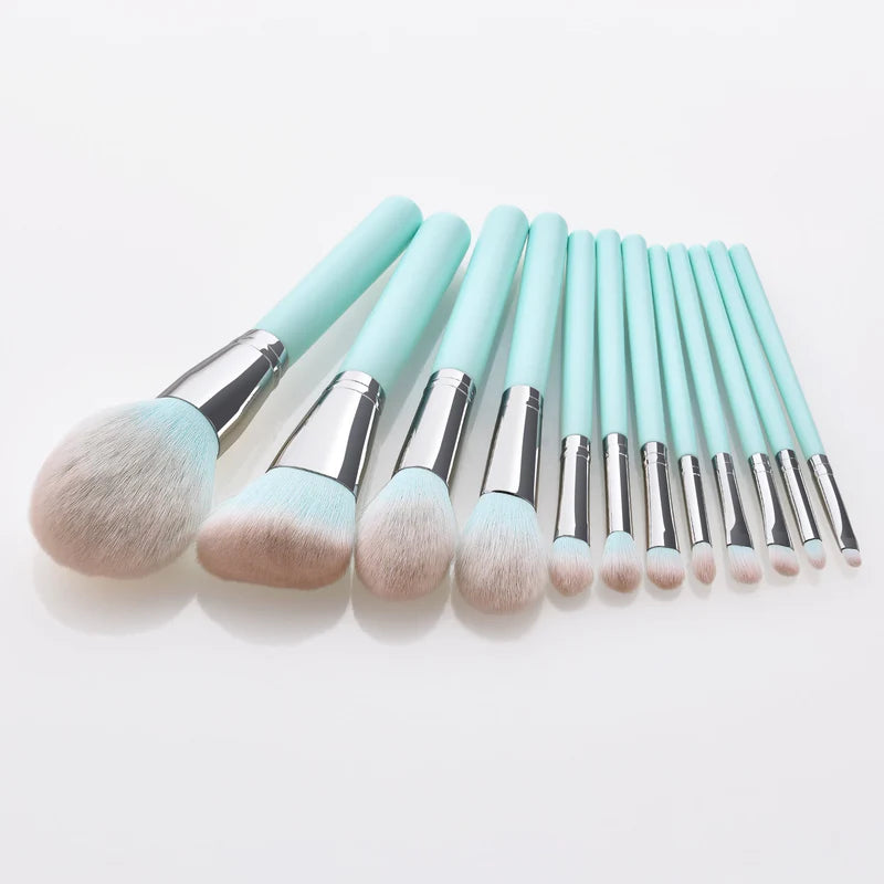 12 Light Blue Makeup Brushes
