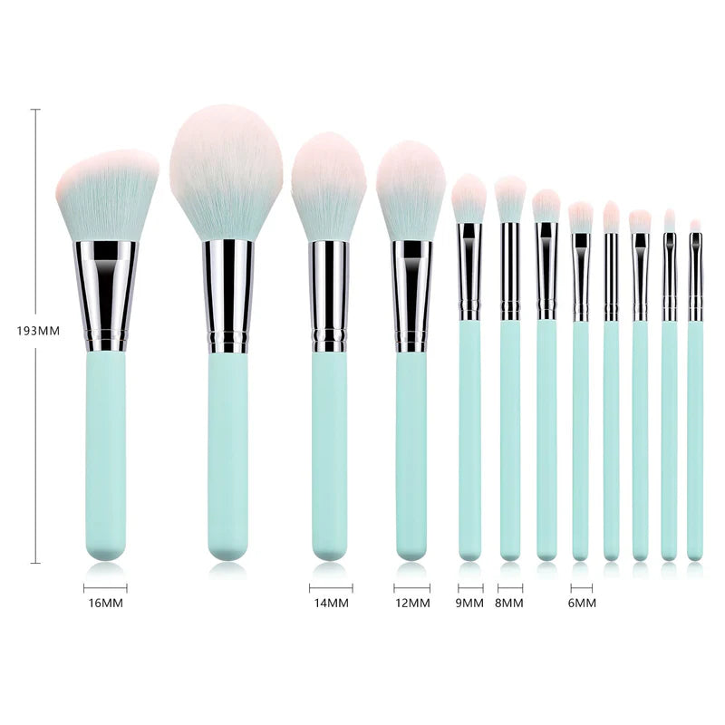 12 Light Blue Makeup Brushes